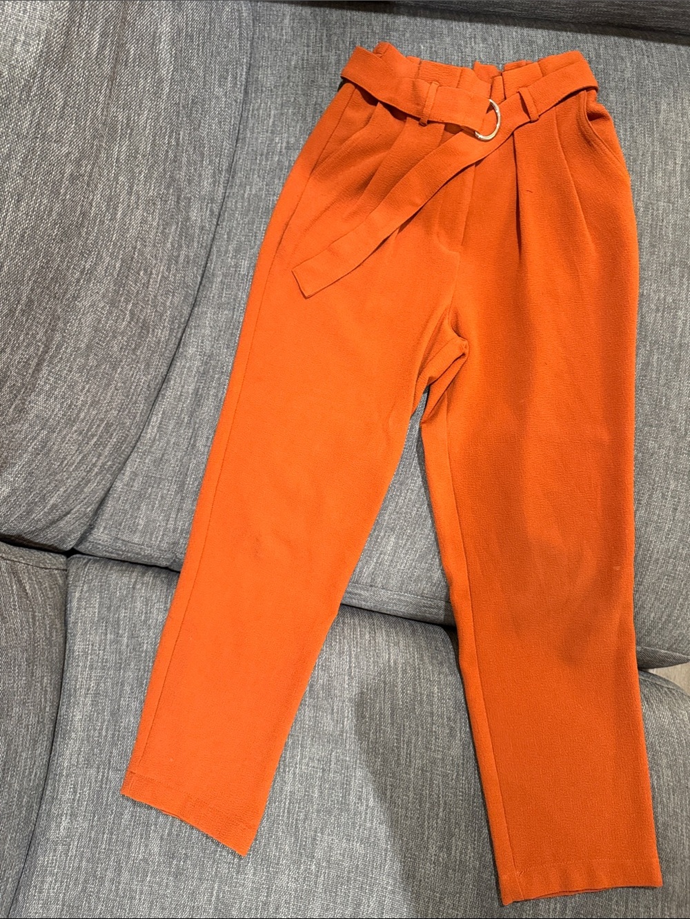 Forever 21 Orange High-Waist Belted Pants